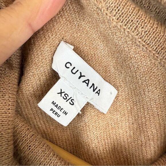 Cuyana 100% Baby Alpaca Turtleneck Tunic Sweater Tan Women's Size XS/S Oversized - Picture 6 of 7